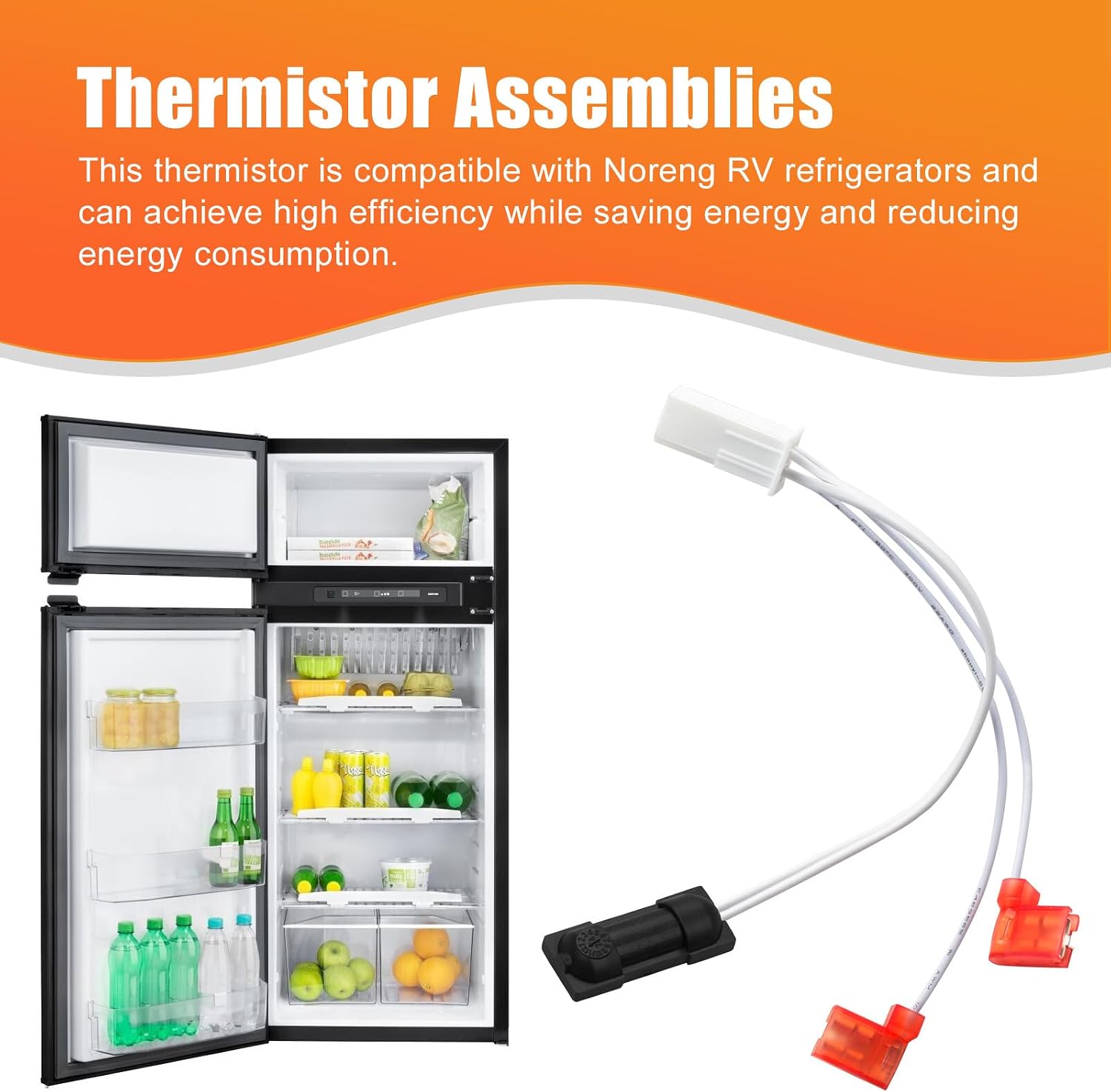 618548 RV Refrigerator Thermistor Replacement Thermistor Assembly for Norcold RV Refrigerator Fits for N610, N611, N621, N622, N641, N642, N811, N821, N841, 962, 963, 2117 Replaces 621742 629409