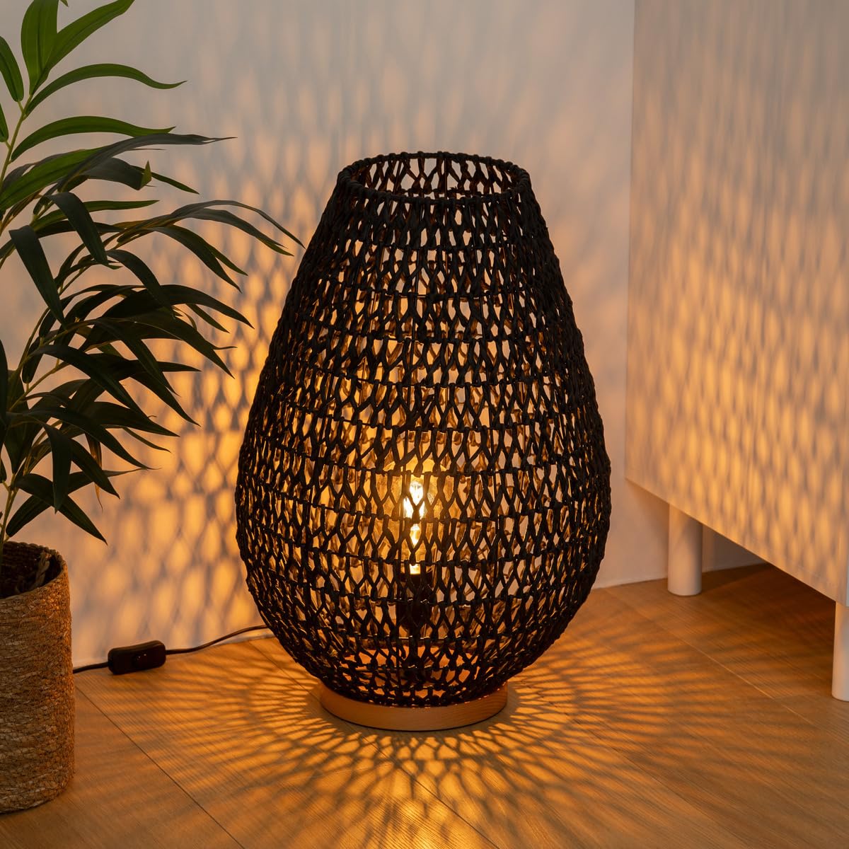 Atmosphera - Lampe à Poser en métal et Socle en Bois H 55 cm