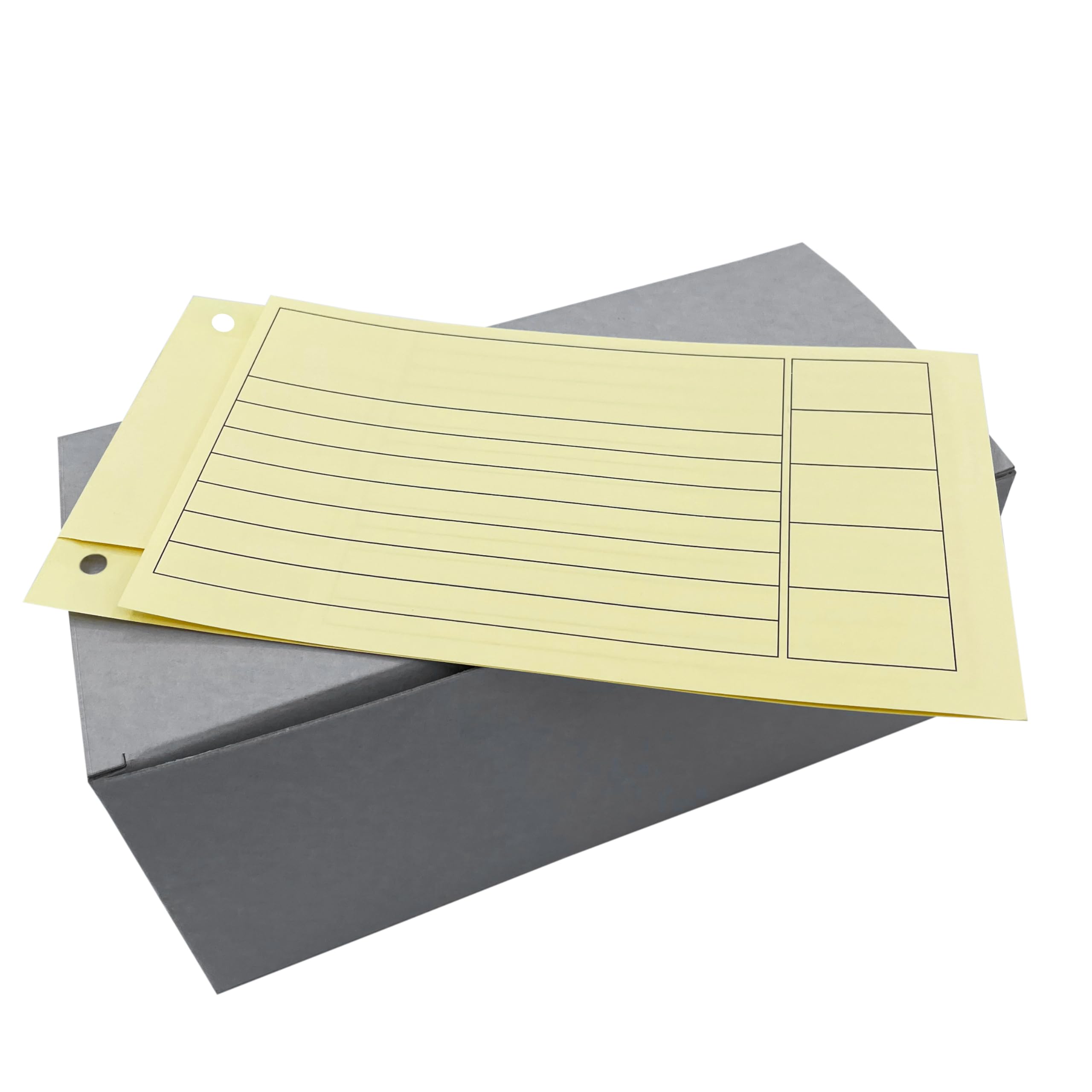Ordnerbanderolen 250 Stück, Gelb | Farbig (Gelb, Grün, Blau, Rot), 90 g/m² Buchungspapier, 2-Loch Abheftung, 61,3 × 10,5 cm offen