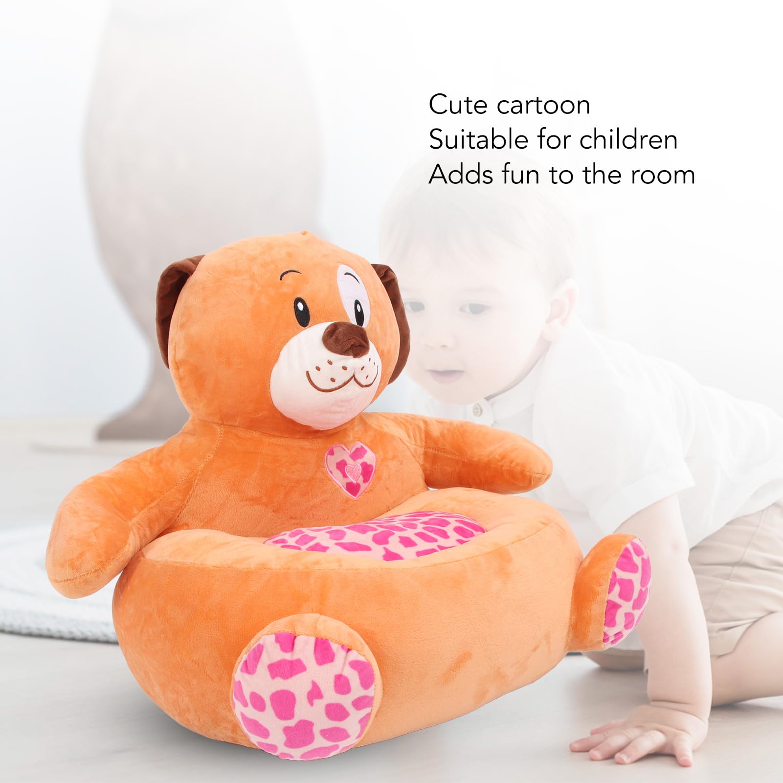 Plüschfigur-Kinderstuhl, Kinder-Sofastuhl mit Stofftier, niedliches Cartoon-Design, weiche Sitzgelegenheit aus Kristallvelours für Kleinkinder und das Spielzimmer im Kinderzimmer (Großer Hund)