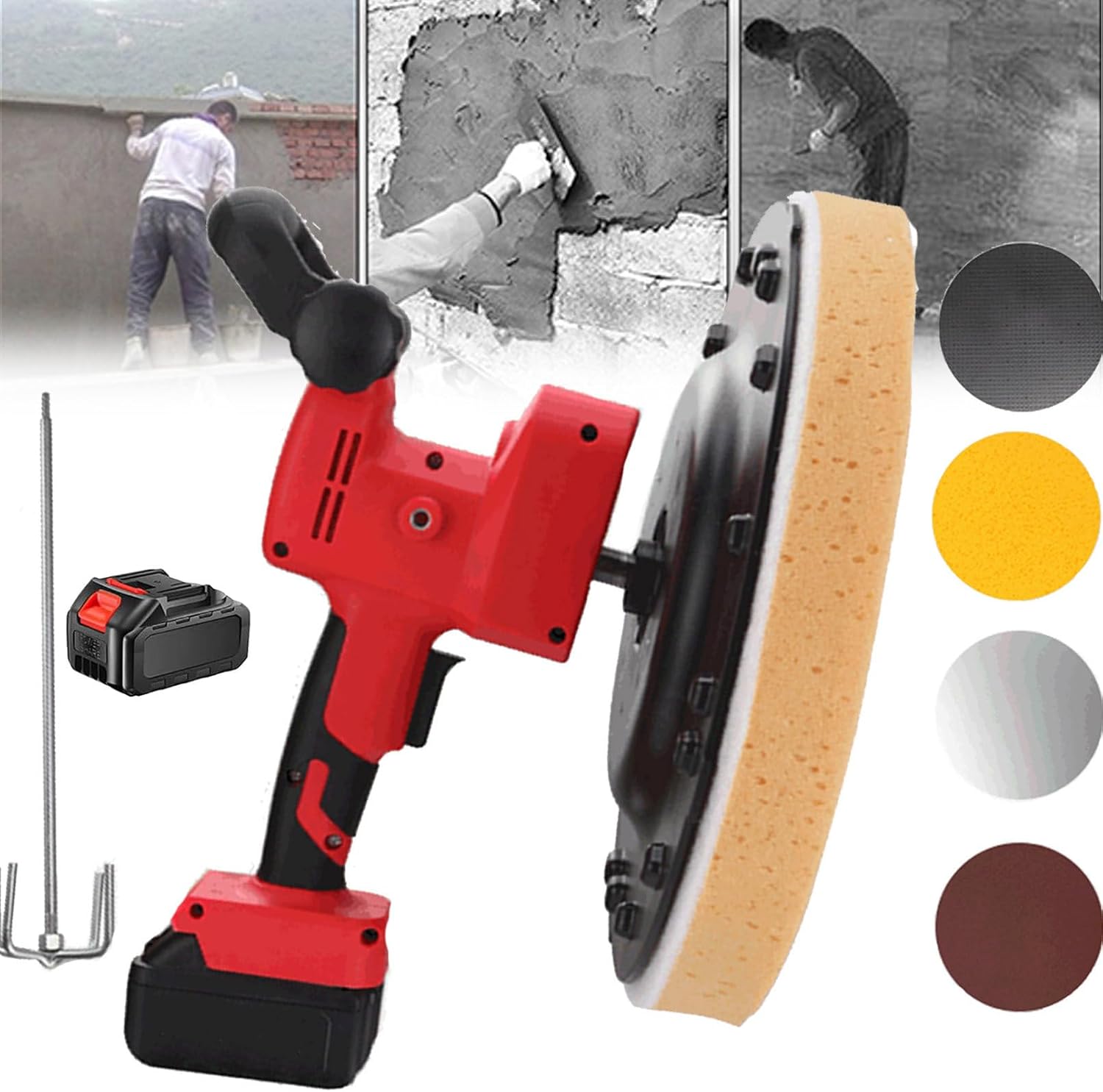 Cordless Electric Trowel for Concrete Cement Mortar Plastering,Electric Wall Cement Smoothing Machine Wall Smoothing Machine, Concrete Trowel, Electric Plastering Mortar Cement Putty Trowel,