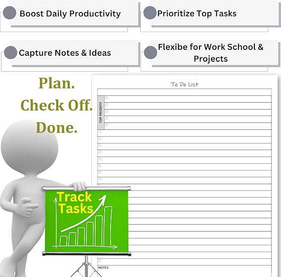 Life Charge To Do List Notepads for Work, Daily Checklist Planner Pads with Priority & Notes, Task Organizer & Productivity Planner, Multiple Sizes & Layouts