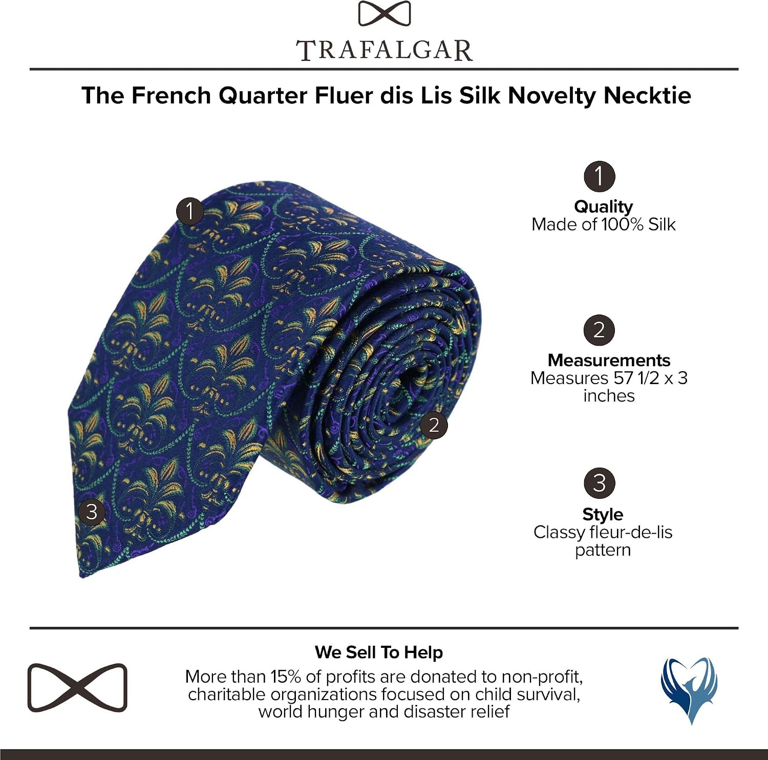 Trafalgar Men's The French Quarter Fleur dis Lis Silk Novelty Necktie
