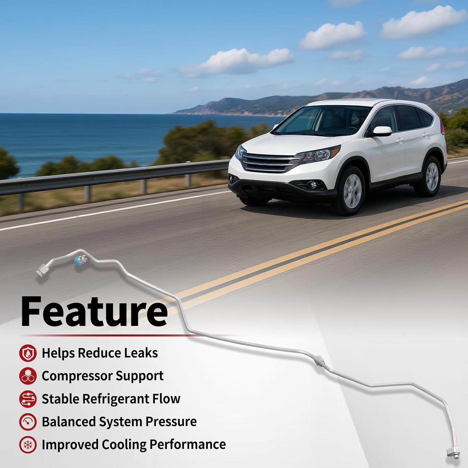 A/C Receiver Pipe Condenser Line Fit For Honda CR-V 2012-2016 LX EX EX-L SE Touring AWD 2WD Aluminum Refrigerant Liquid Line Compressor Pipe A/C Hose Replaces 80341-T0G-A01 80341-T1W-A01