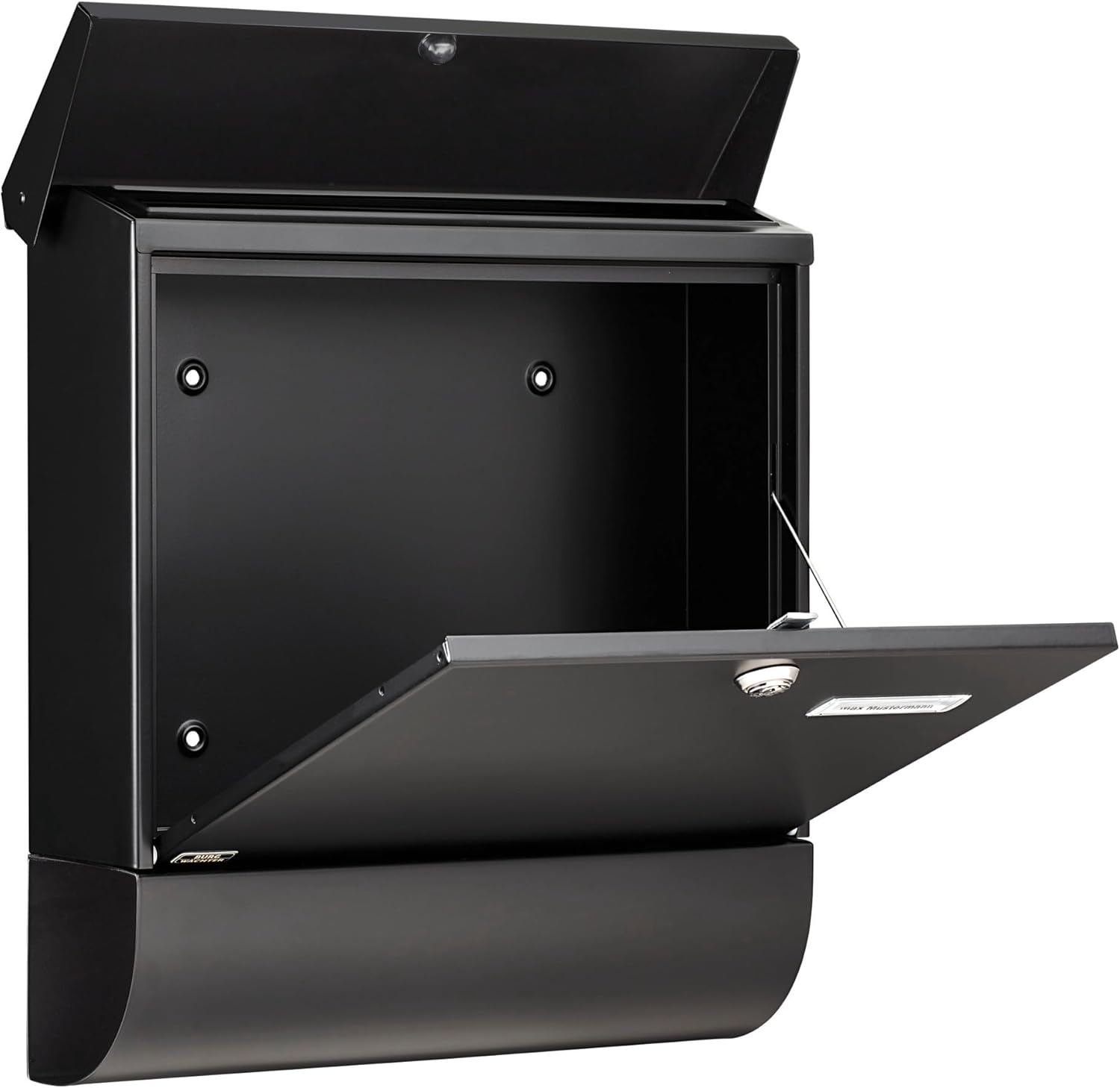 Burg-Wächter Vario 86720 S Steel Mailbox Set with Integrated Newspaper Box, Black