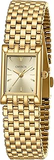 CNYXCN Gold Watches for Women Luxury Fashion Square Ladies Quartz Wrist Watch with Stainless Steel Band,Bracelet Adjustment Tool Included