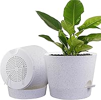 Vista 12 de Macetas de riego automático para plantas de interior, macetas de 12 pulgadas con agujeros de drenaje, macetas de plástico con depósito profundo