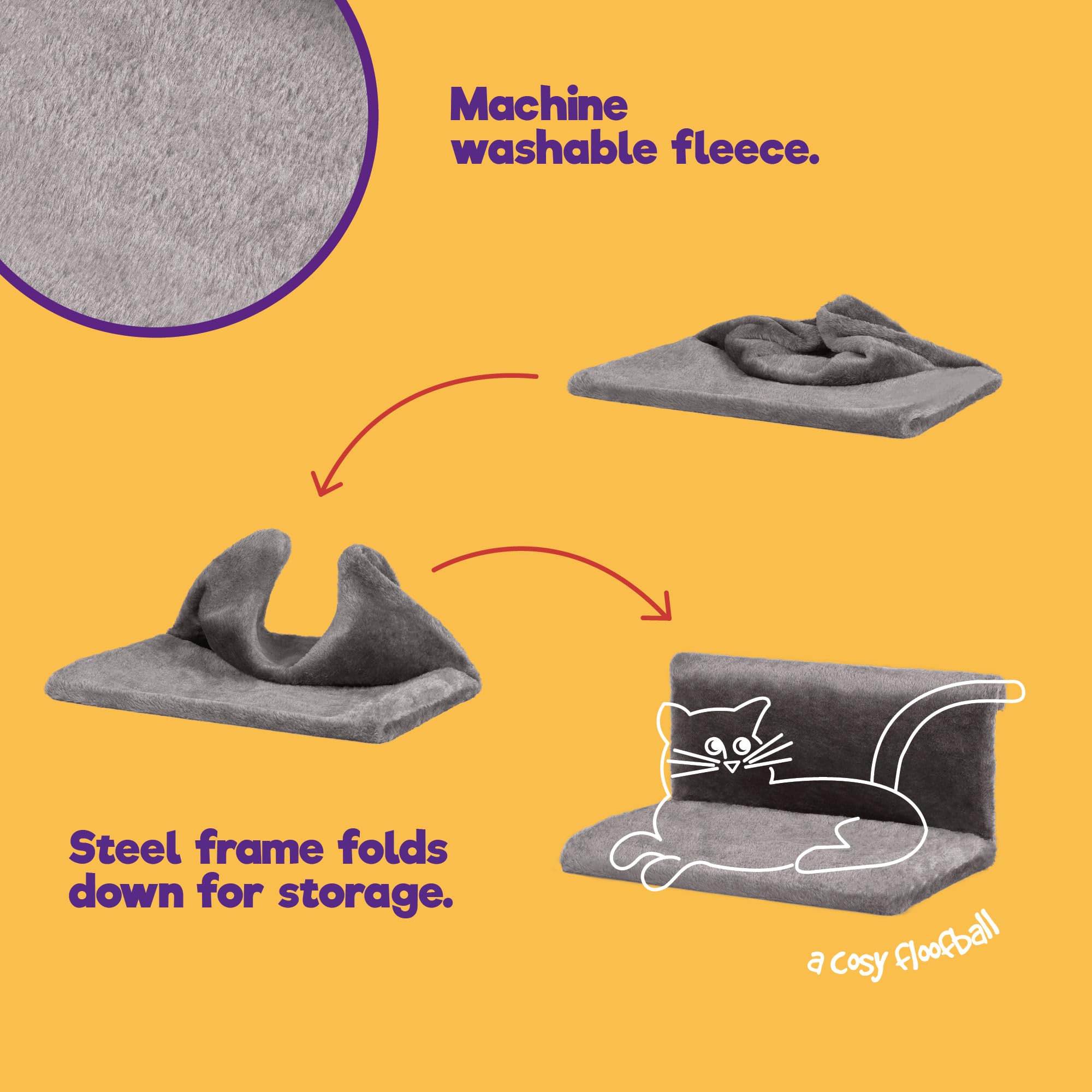 Petlicity Warm and Cosy Pet Cat and Dog Radiator Bed (Grey)