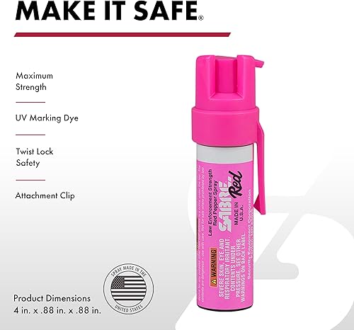 Miniatura 2 de SABRE RED Compact Pepper Spray Maximum Police Strength OC Spray with UV Dye Compact Belt Clip For Easy Carry and Fast Access 35 Bursts 10-Foot 3 m
