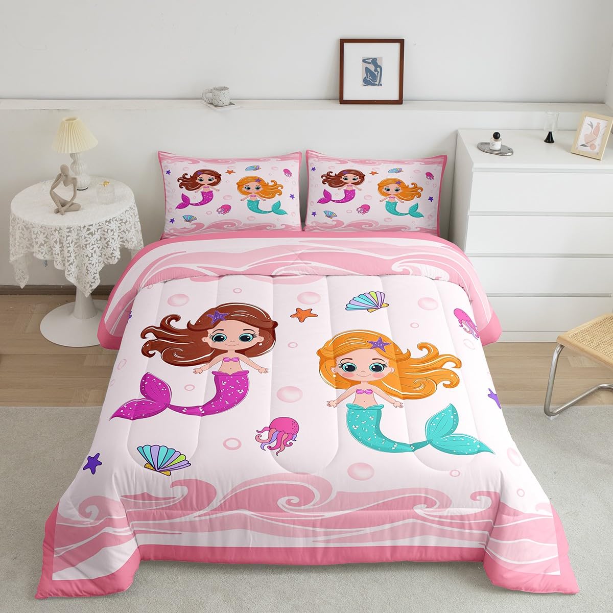 Edredón de sirena Feelyou matrimonial para decorar habitaciones temáticas de animales marinos