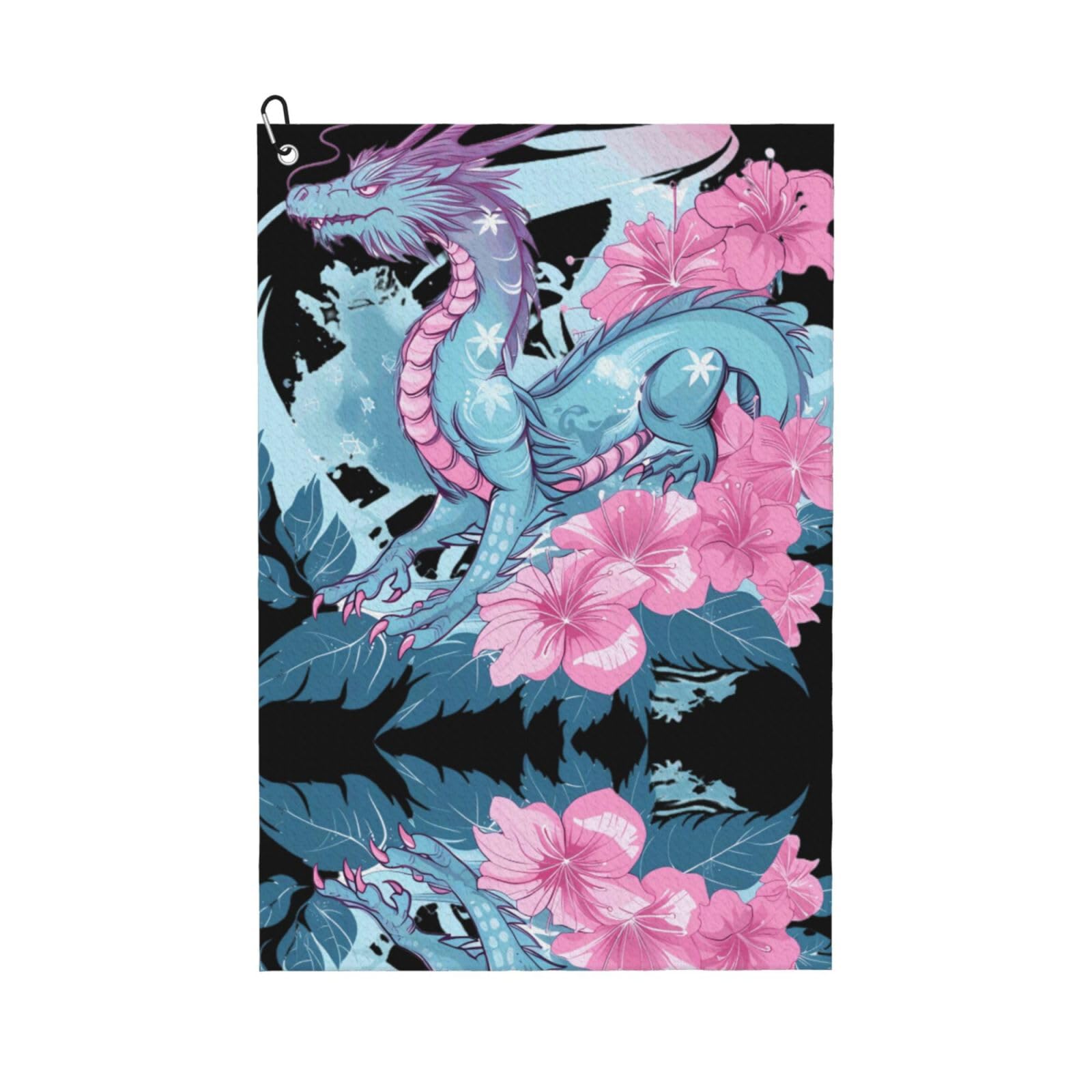peiyeety Transgender Japanese Dragon Microfiber Golf Towel with Carabiner Clip, 16x24 Inch Absorbent Waffle Weave Towel for Golf Bags