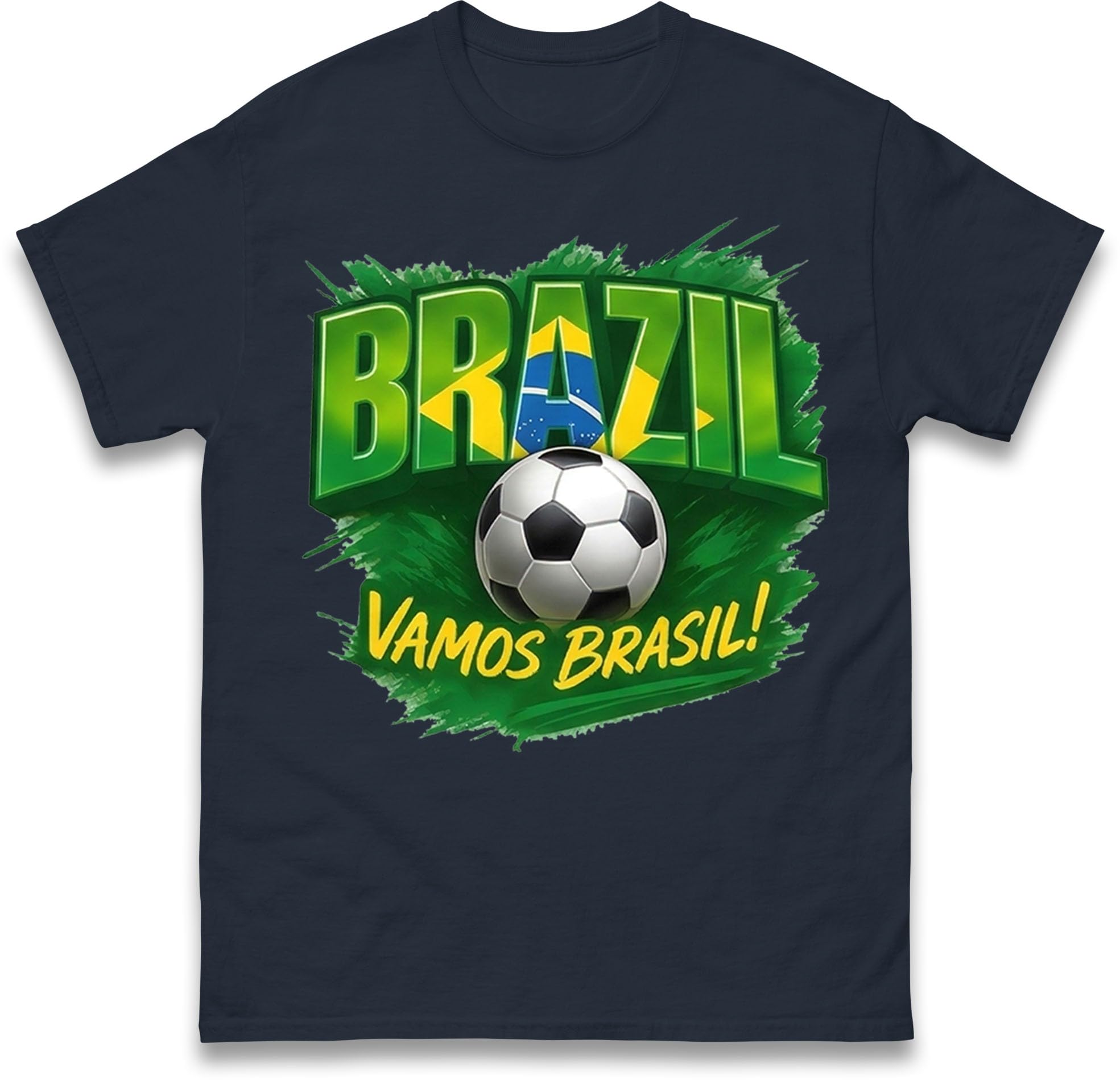 Vamos Brasil T-Shirt, Brazil Football Supporter Fan Shirt, Brazil Pride Graphic Gift T Shirt Navy