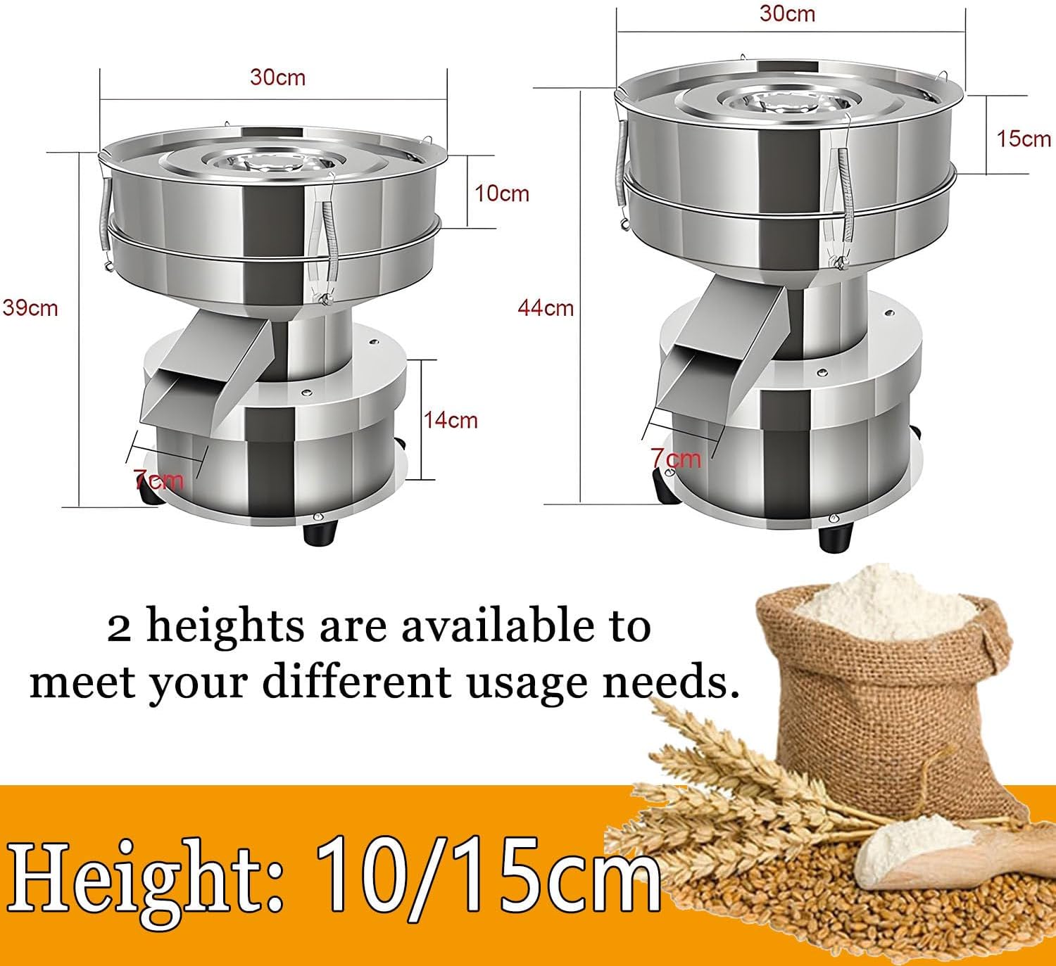 Electric Vibrating Sifter,Commercial Electric Sifter Shaker Machine,304 Stainless Steel Lab Sieve Shaker Vibrating Screen,with 40-200 Mesh Sieve Screen,for Baking Flour Powders,10cm-200mesh