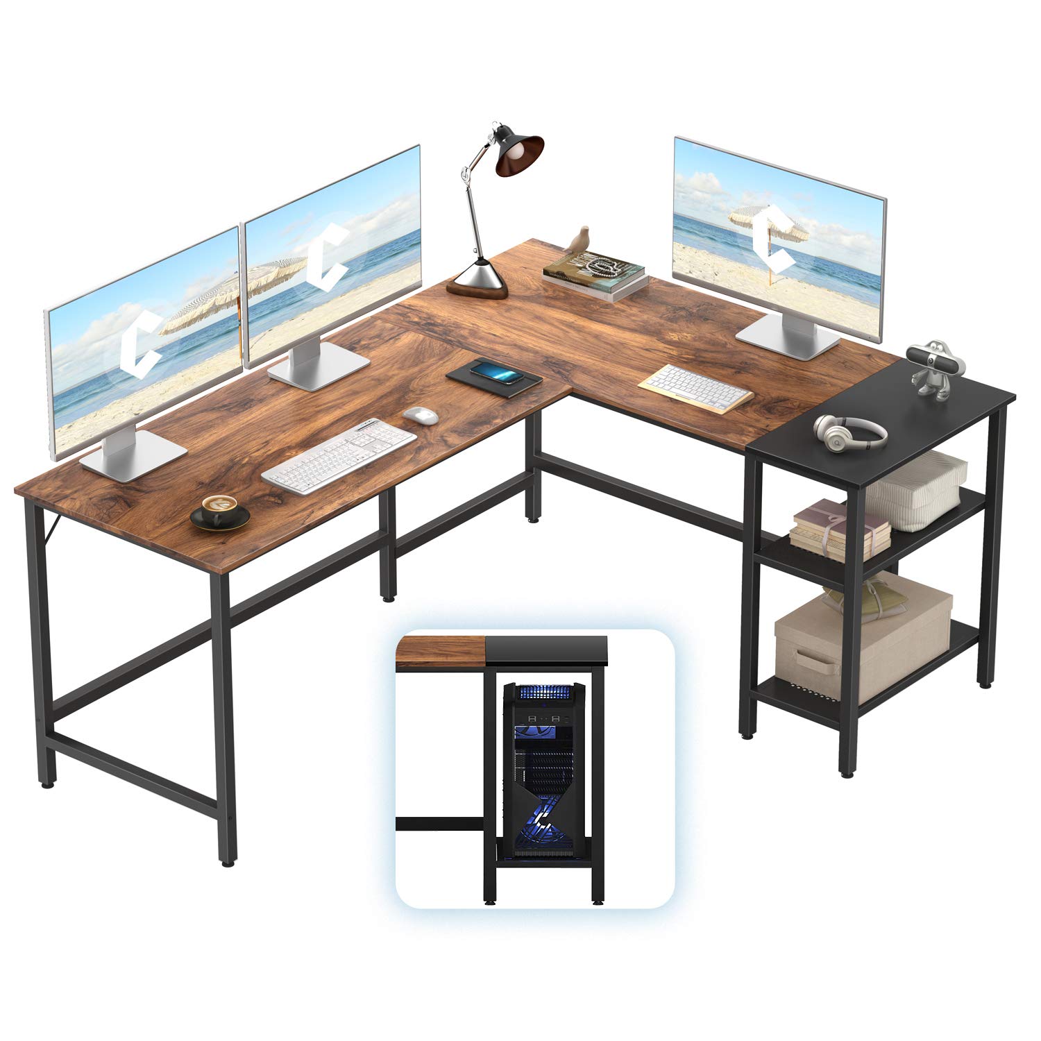 Buy CubiCubi LShaped Computer Desk, Industrial Office Corner Desk