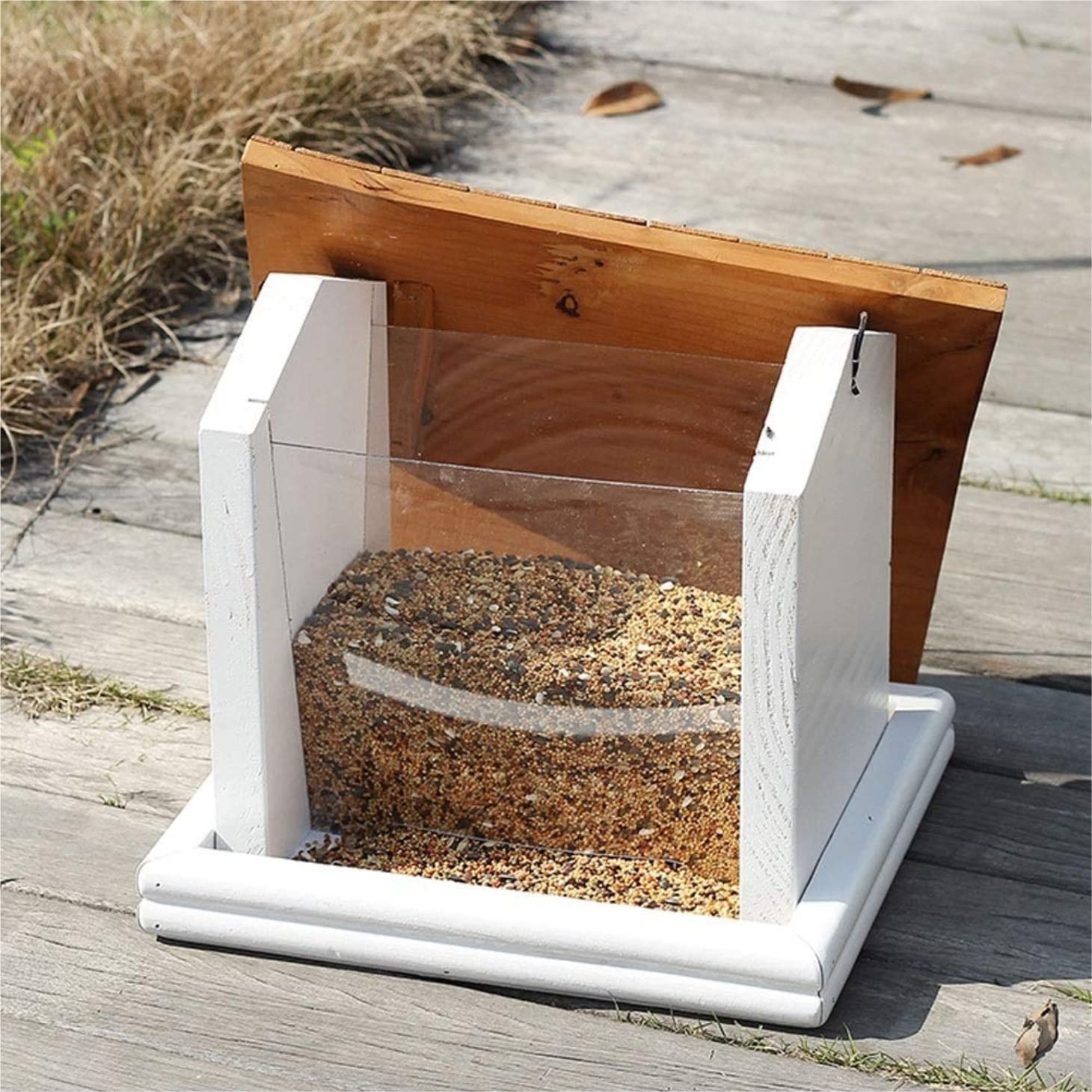 Vogelfutterhaus Garten Hölzernes Vogelfütterungs-Garten-Wildvogel-Haus-im Freien-Vogelhäuschen-im Freien Regenfestes Aufhängen Futterhaus Für Vögel Balkon