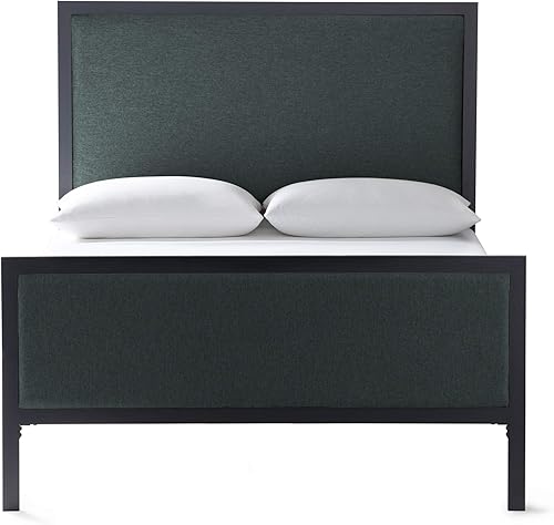 Miniatura 4 de Malouf - Juego de cama Clarke de diseño, incluye cabecero y base, estructura de acero, disponible en 5 colores plataforma, Cal King, abeto