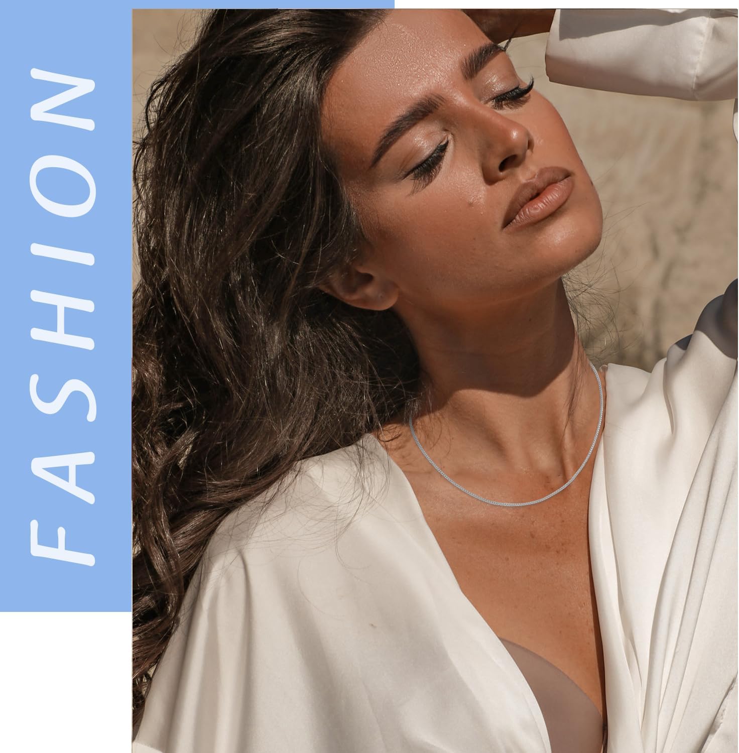 Jewlpire 14-26 Inch 1.3MM Gold Plated 925 Sterling Silver Box Chain Necklace for Women, Thin Women's Chain Necklaces - Image 6