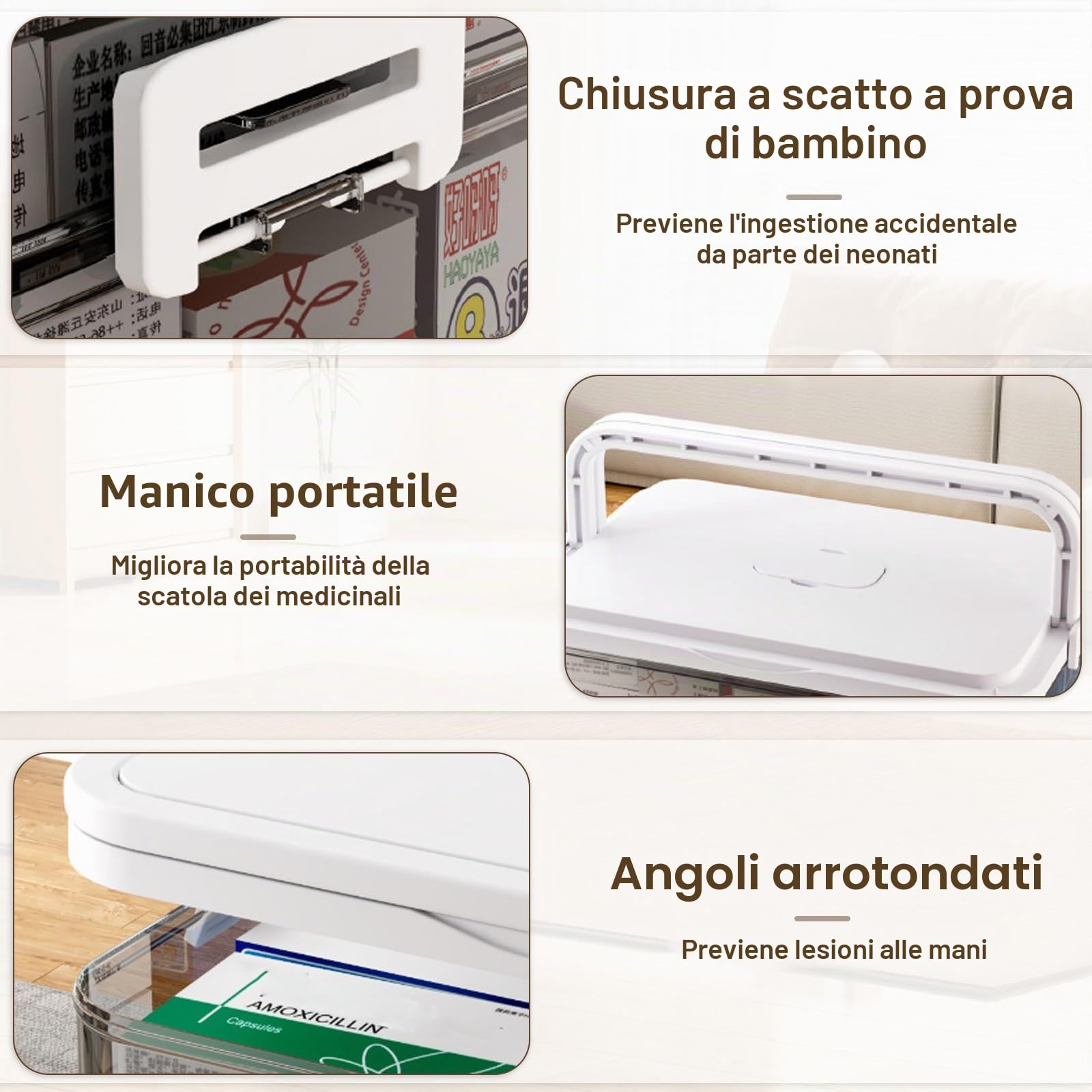 Scatola per Medicinali, 4 Strati Porta Medicinali da Casa Multifunzione Cassetta Medicinali Organizer per Pronto Soccorso, per la Casa, All'Aperto