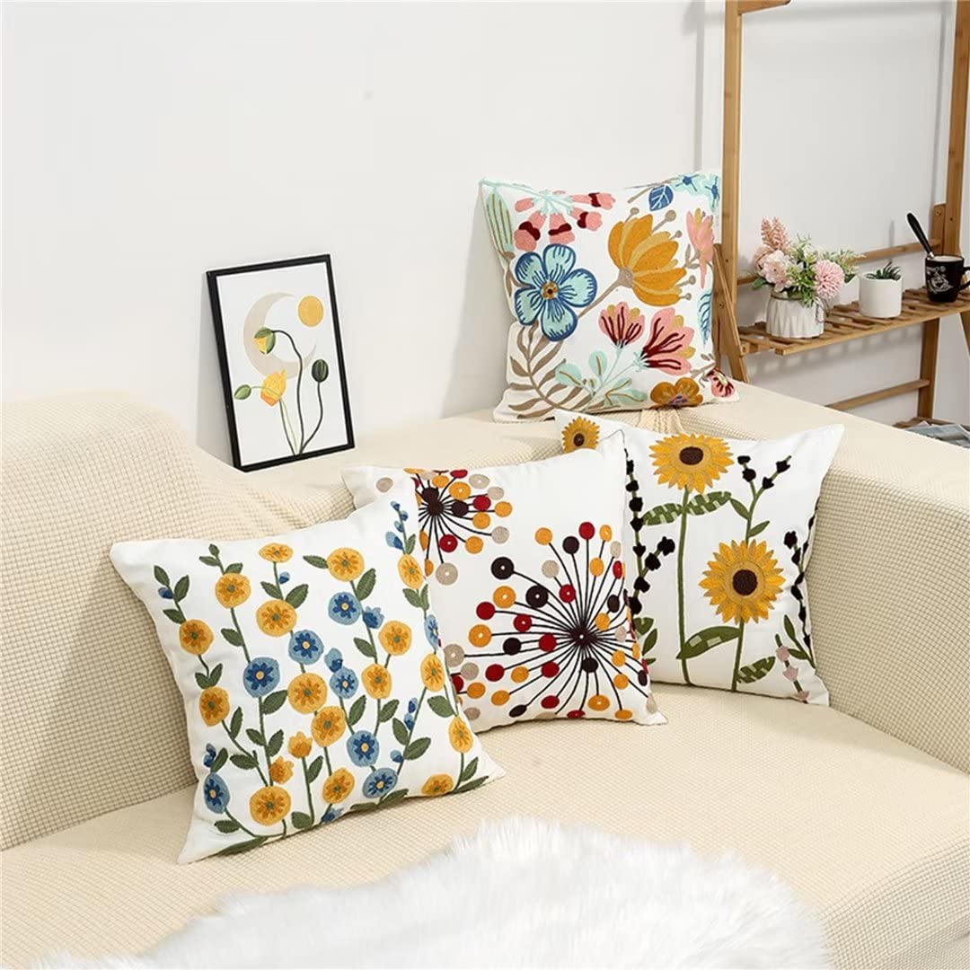 APRPOPHIC Lente kussensloop, 45 x 45 cm, 4-delige set, groene bloemen
