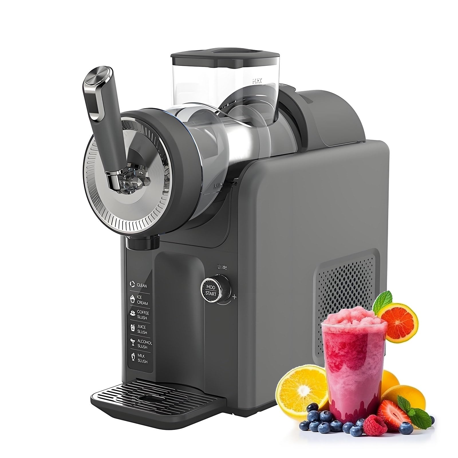 Machine à Glace et à granités-5 programmes prédéfinis-sans pré-congélation-Prête en 15 à 25 Min-Auto-Nettoyage-pour Glaces à l'italienne, sorbets, Margaritas, Milkshakes et yaourts glacés