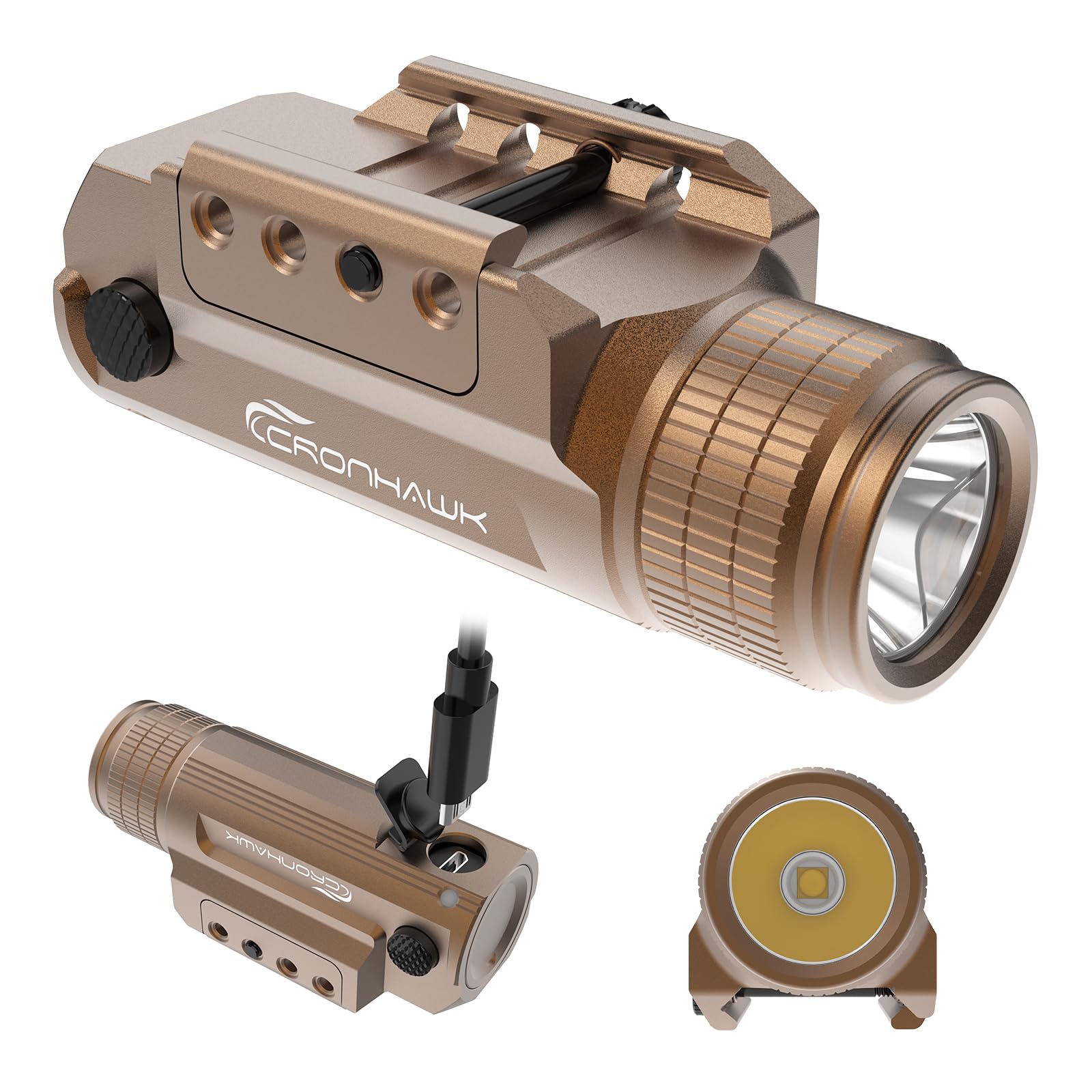 Rechargeable Pistol Light, 700 Lumen Compact Rail Mounted Tactical Gun Flashlight fit for Picatinny MIL-STD-1913