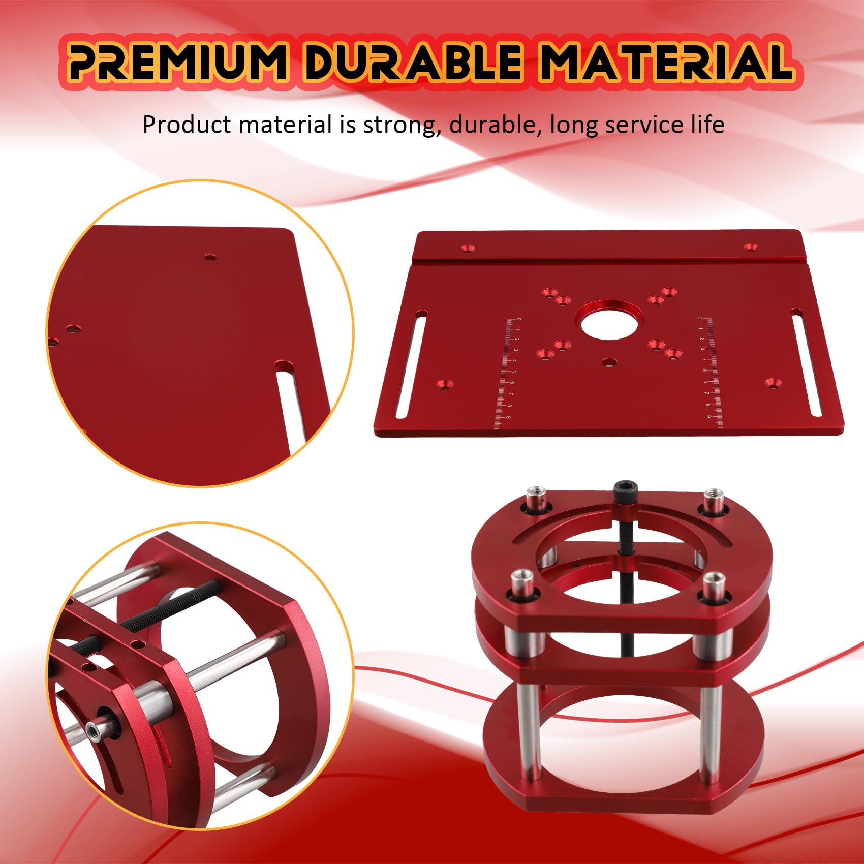 Kit di sollevamento per fresatura superiore per lavori in legno, piano d'appoggio per tavolo superiore in alluminio per motori con diametro di 65 mm, con guida obliqua e supporto