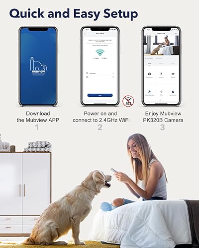Miniatura 4 de MUBVIEW Cámara para mascotas con aplicación de teléfono, cámara de seguridad interior, cámaras WiFi 2.4G para seguridad del hogar, cámaras con cable
