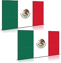 2PC Reflective Mexico Flag Magnets - 5x3 Inches - Mexico Magnet Decal for Car Jeep Truck Automobile Bumper