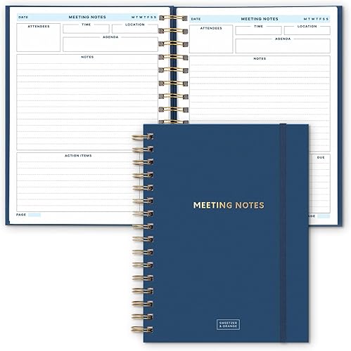S&O - Cuaderno mediano para reuniones de trabajo, cuadernos profesionales para organización del trabajo, cuaderno organizador de trabajo,