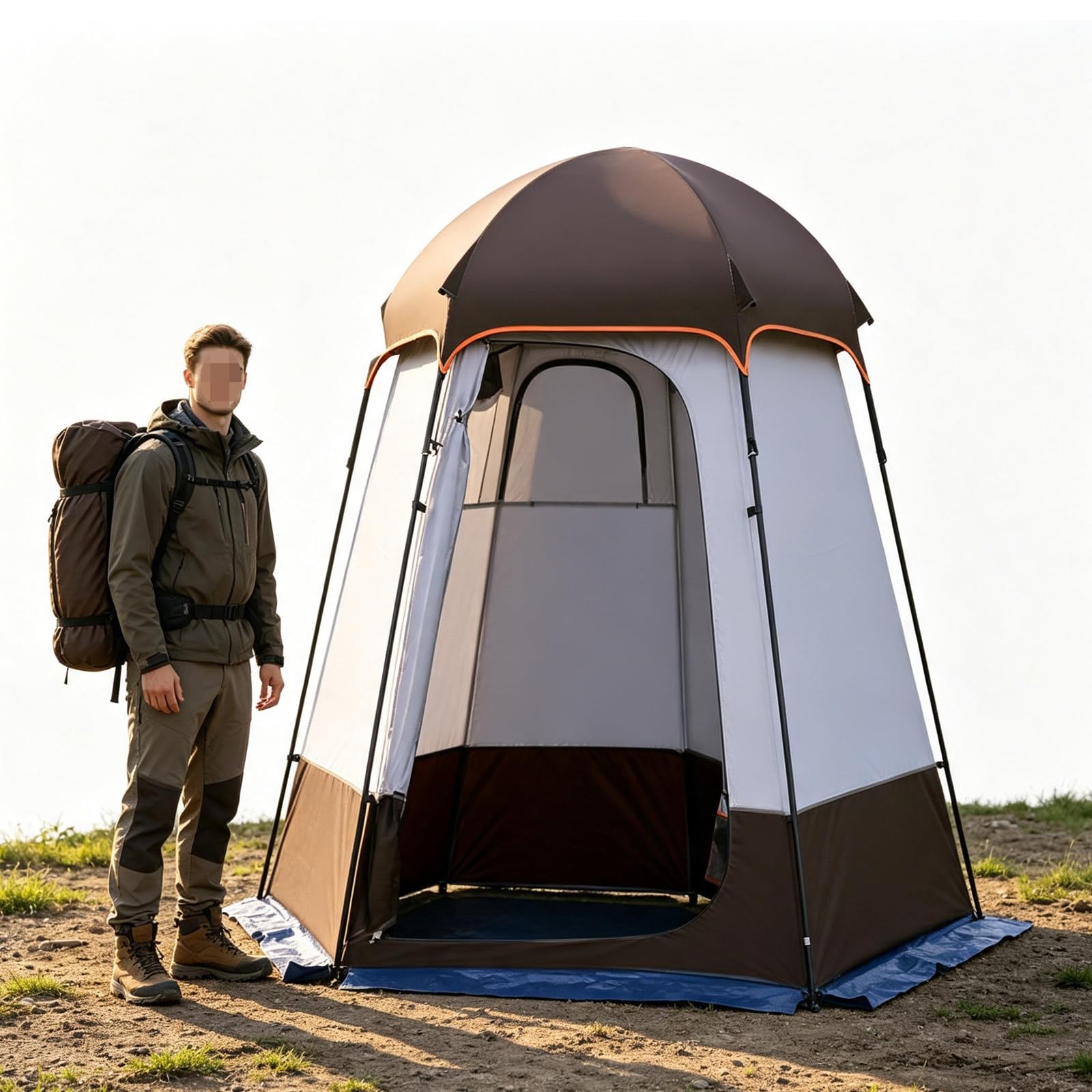 Rapid Setup Shower Tent, Lightweight Privacy Room for Beach Trips Brown