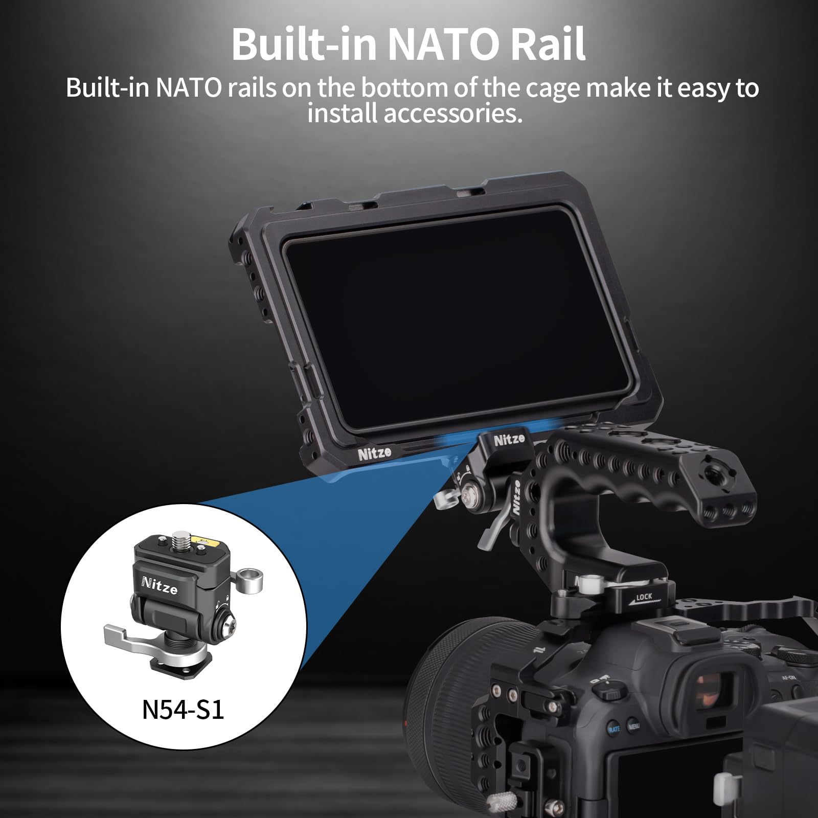 Nitze Shinobi 2 Cage, Jaula para Atomos Shinobi II/Shinobi Go, Jaula para Monitor con Riel NATO - JT-A07A