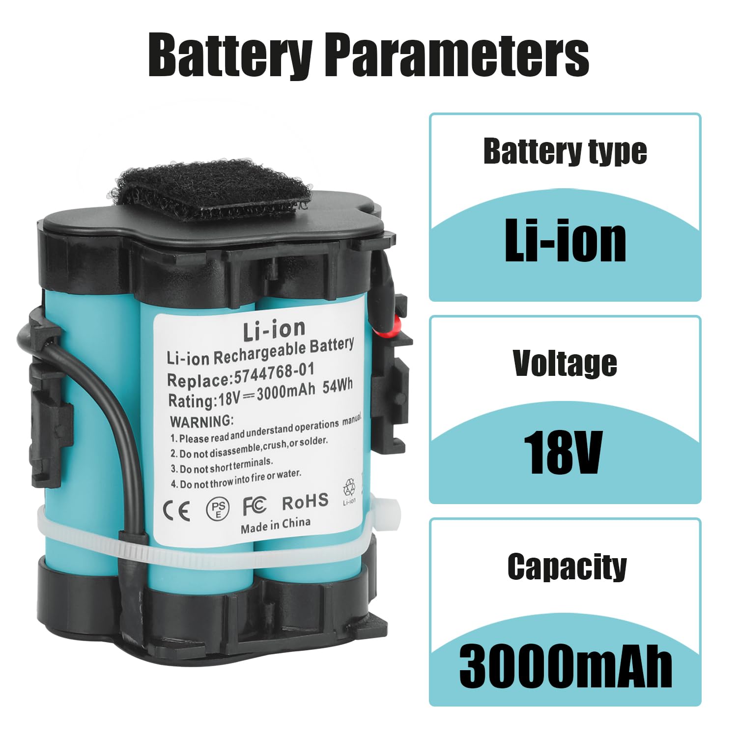 KUNLUN 3.0Ah 18V Lithium Ersatzakku für Gardena Mähroboter R38Li R40Li R45Li R50Li R70Li R75Li R80Li, für Husqvarna Automower 105 305 308 308X, für McCulloch ROB R600 R800 R1000