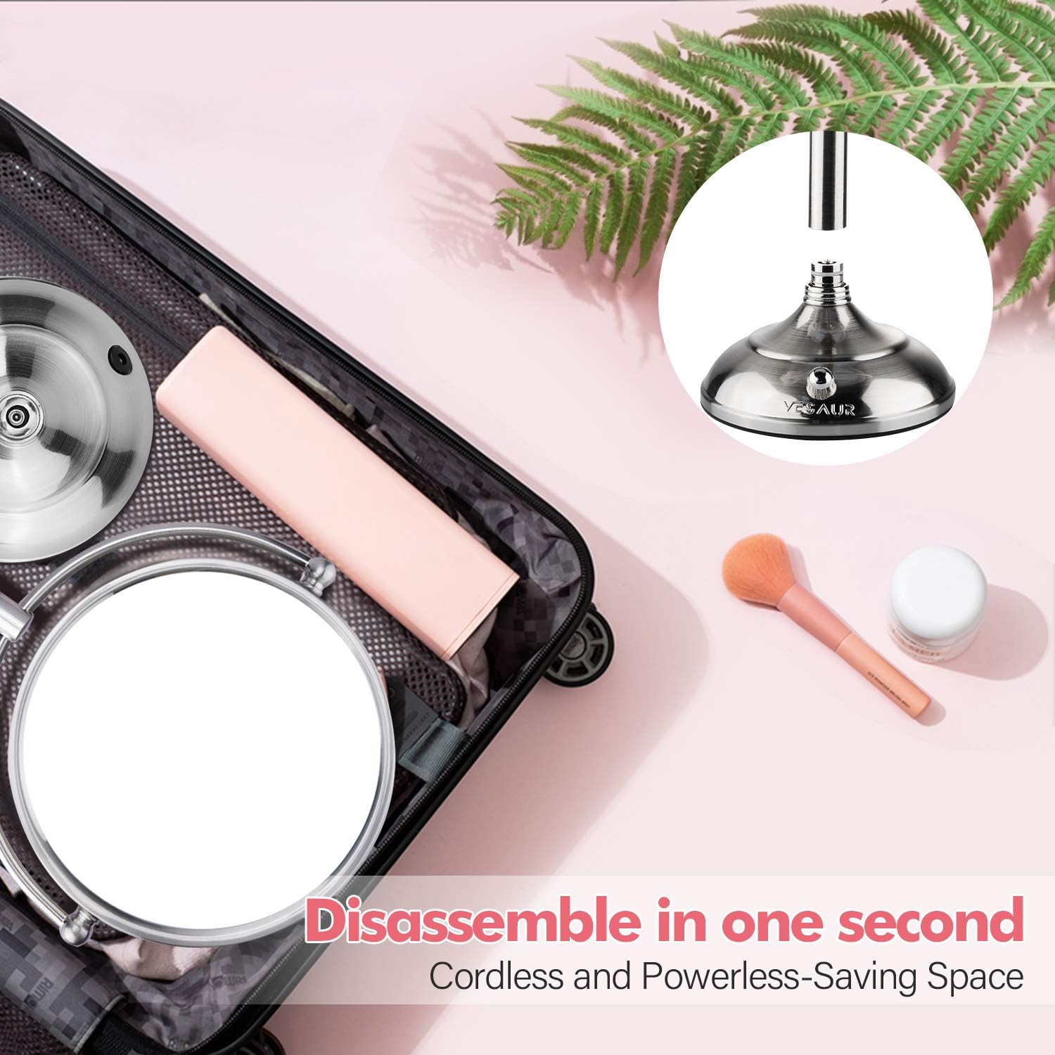 Flash Deals - 40% OFF VESAUR Professional 10 [Large Tall Size] Lighted Makeup Mirror, 2-Sided Magnifying Vanity Mirror with 48 LED Lights, Senior Satin Nickel Cosmetic Mirror, Brightness Adjustable (0-1100Lux)