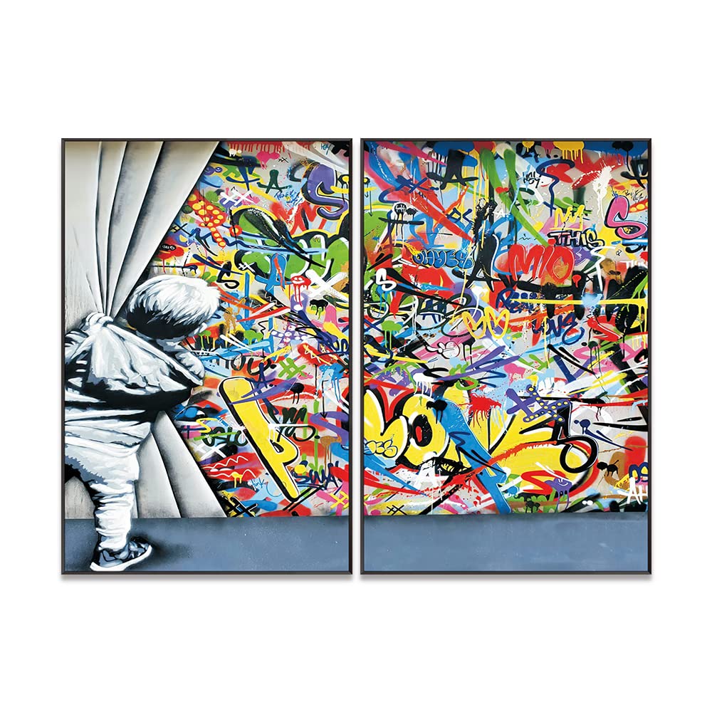 Amazon.co.jp: 2枚 アートパネル バンクシー 子供 飾り絵 Banksy
