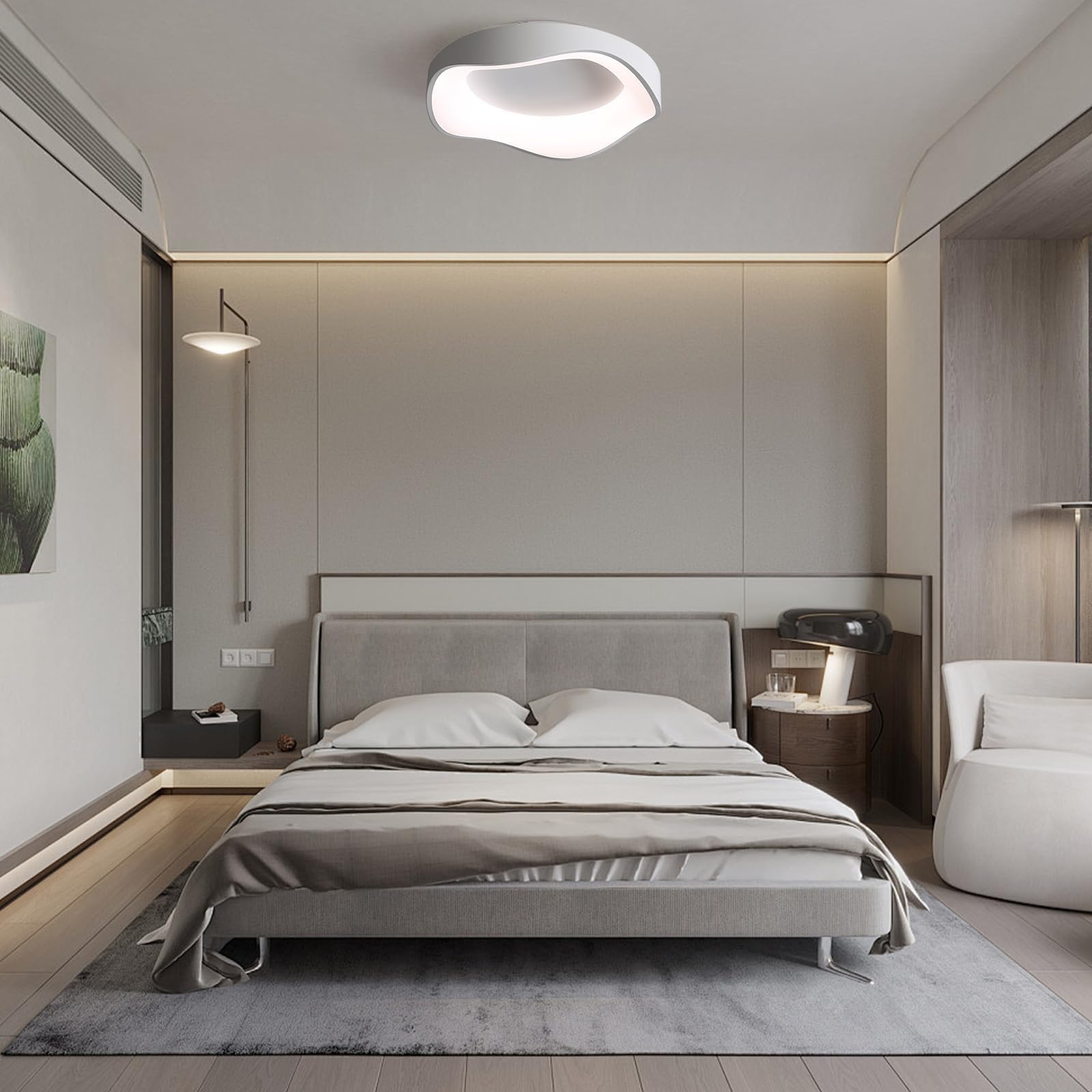 Plafoniera Led Moderna,52CM 3000K-6500K Plafoniera Soffitto Semplice, Protezione Agli Occhi,Plafoniere Led a Soffitto Per Soggiorno,Camera Da Letto,Cucina,Salotto,Corridoio,Dimmabile