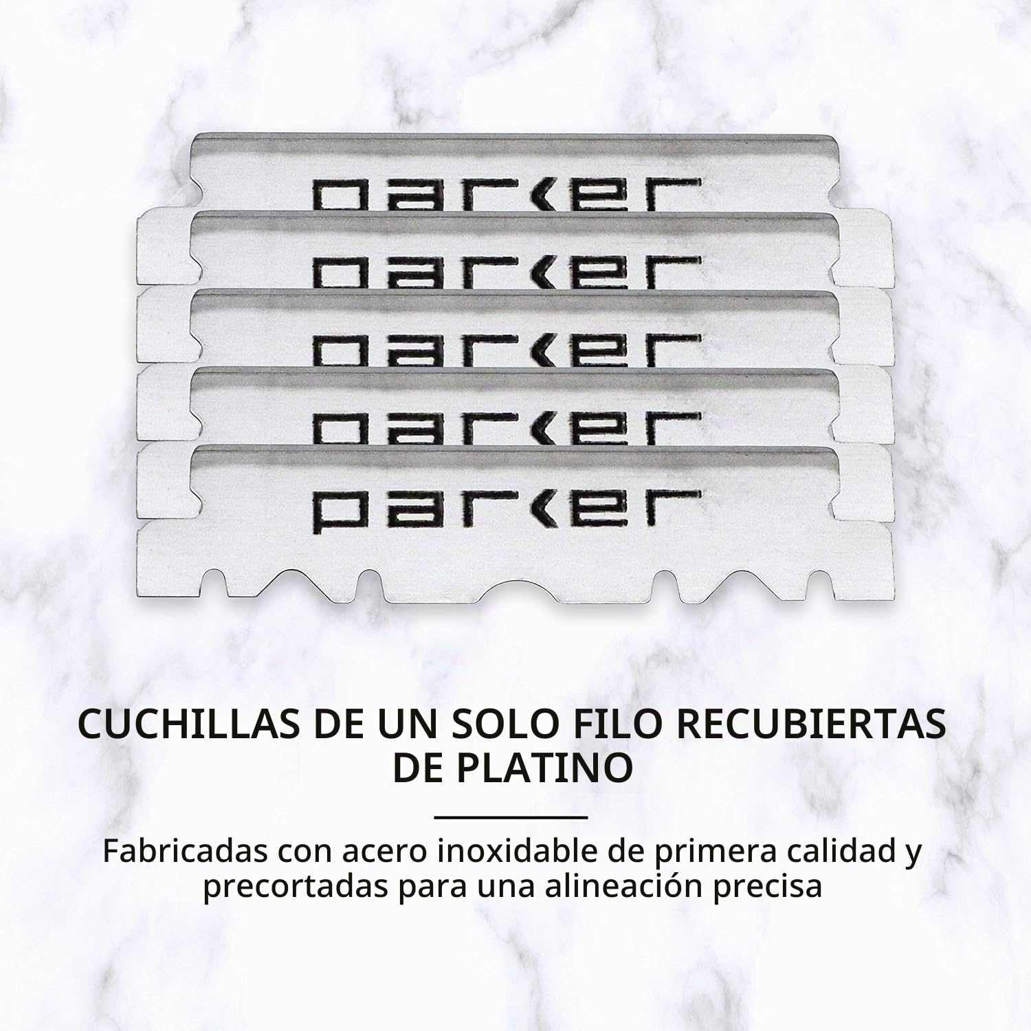 Parker SR1 - Maquinilla de afeitar de acero inoxidable con 5 cuchillas Parker Platinum
