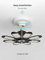 Vista 6 de Luces LED de garaje - 250W, 6500K, 25000LM Luz de iluminación LED deformable para garaje, luces de tienda para garaje, sótano, granero, luz de techo