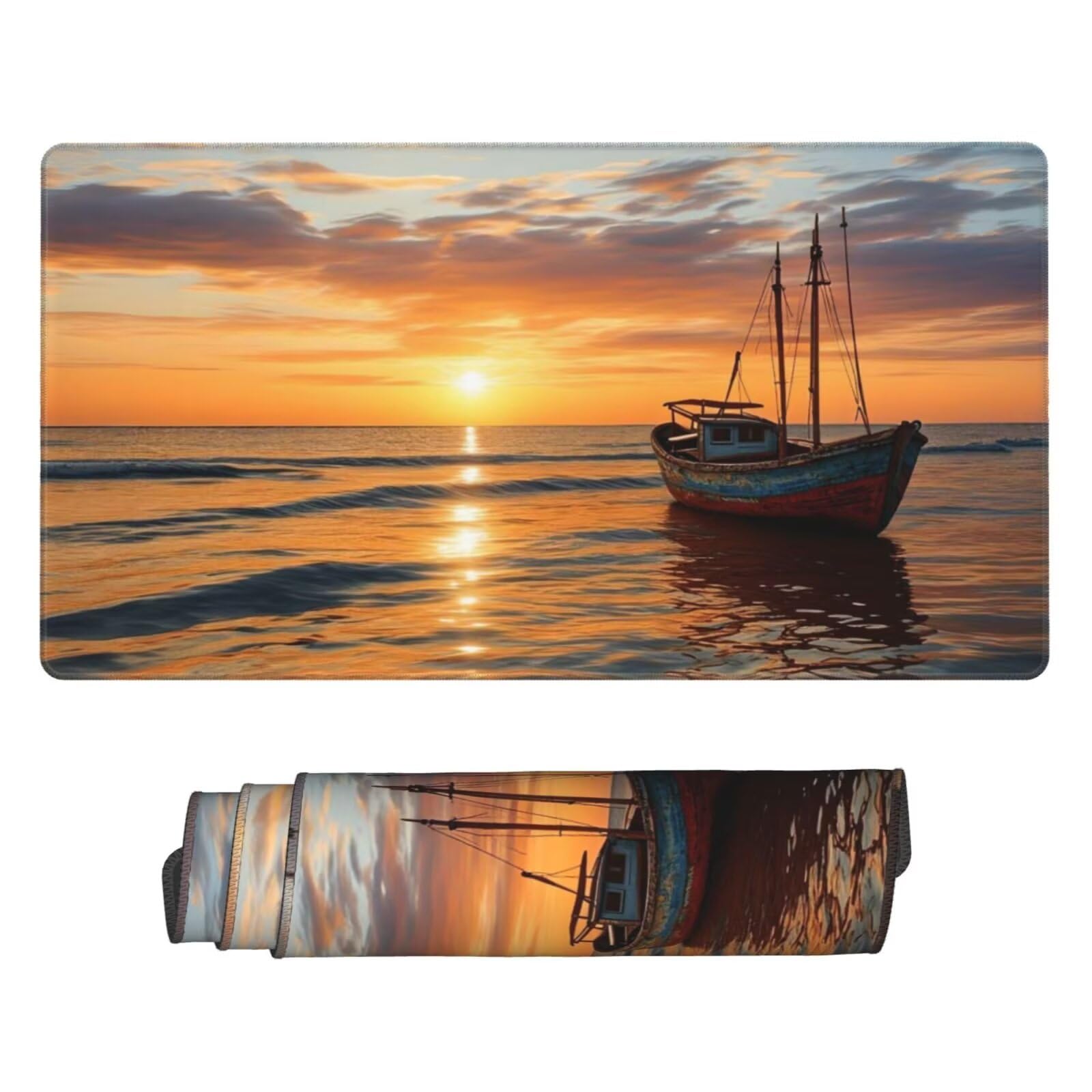 Gamingowa podkładka pod mysz XXL 1200 x 600 mm, podkładka pod mysz, ocean, duża, 120 x 60 cm, rozszerzona podkładka na biurko, akcesoria gamingowe z przyszytymi krawędziami dla poprawy precyzji i