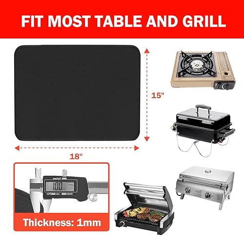 Miniatura 4 de Alfombrilla de parrilla de 15 x 18 pulgadas, resistente al calor, fácil de limpiar y almacenar, impermeable y plegable, 0.039 in