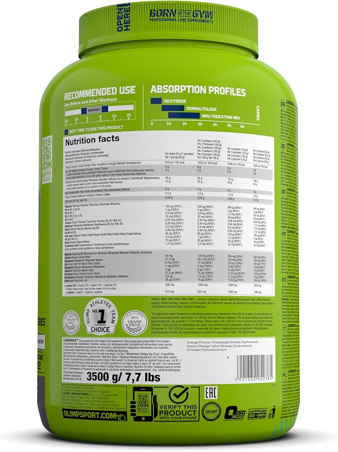 OLIMP SPORT NUTRITION Olimp Labs Carbo NOX Powder, Orange Flavour, 3.5 kg