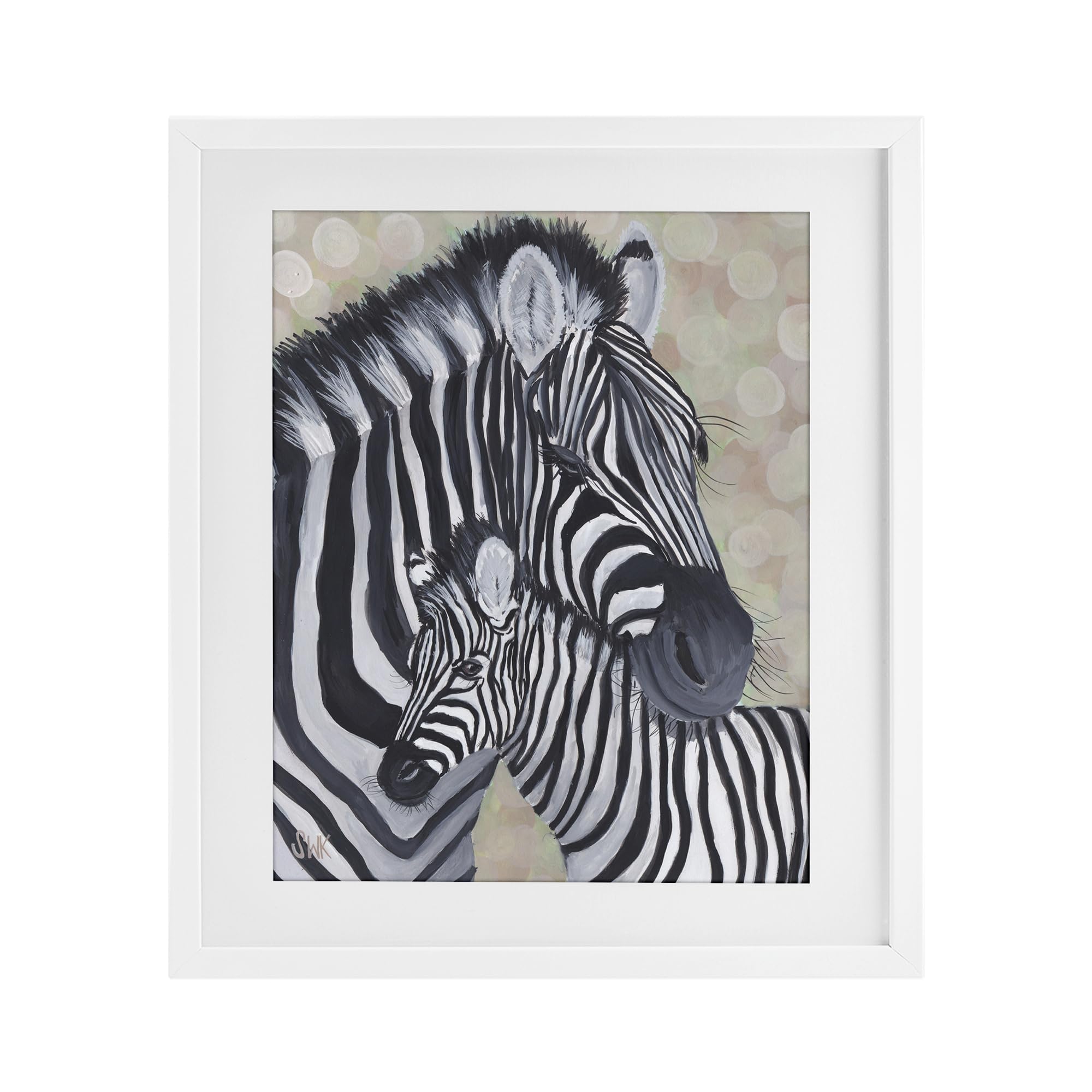 'Mama Zebra & Her Foal'| Framed Print Under Glass