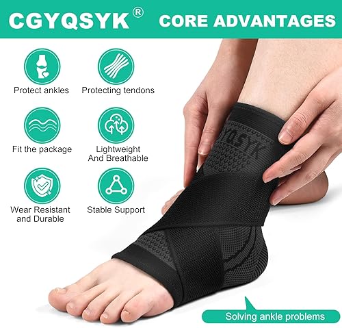 Miniatura 2 de cgyqsyk Ankle Brace, Ankle Support for Women & Men, Ankle Compression Sleeve Ankle Wrap wAnkle Strap for Relief Sprained Ankle, Fasciitis, Achilles
