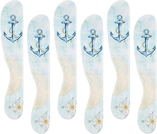 UPware Sail Away Cheese Spreader Set, Melamine Multipurpose Butter Spreaders for Cream, Cheese, Jelly, Mayo, Frosting, and Sandwich, Blue, 6 Inch, Set of 6
