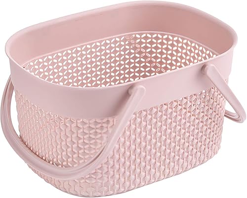 Miniatura 6 de rejomiik Paquete de 2 cestas de plástico para ducha, organizador portátil con asas, bolsa de aseo para baño, dormitorio universitario, artículos