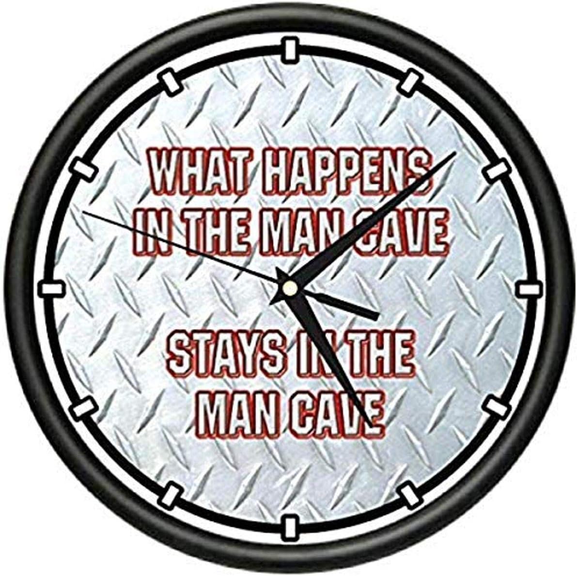 SignMission What Happens in The Man CAVE Wall Clock Garage dad Diamond Plate Gift