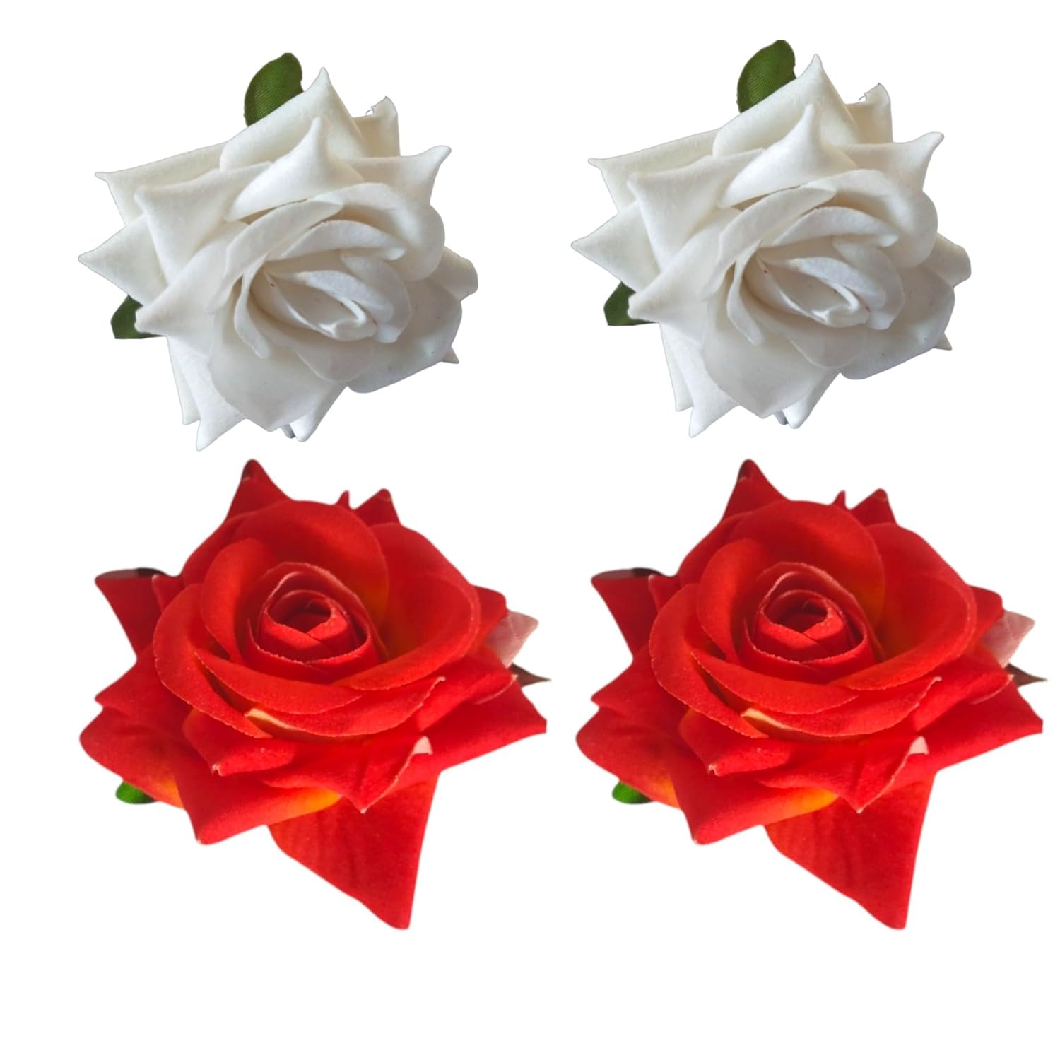 LYF5STAR Handmade PACK OF 4 White & Orange Rose Floral Juda Pin For Women| Elegant Rose Wedding Hair Accessories |Traditional Indian Hair Accessories for Women & Girls |Pack Of 4