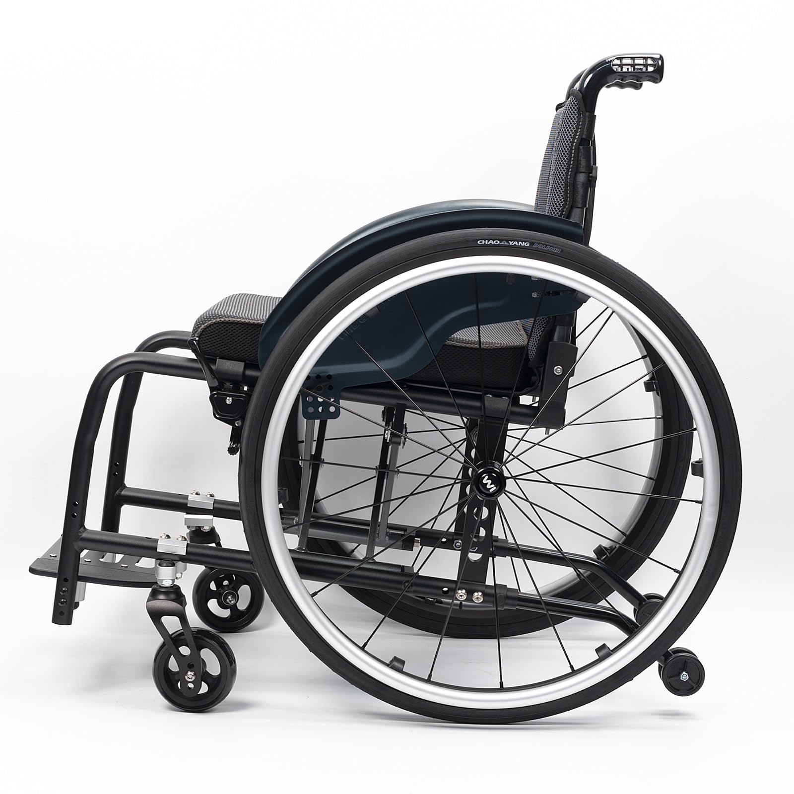 Silla de ruedas manual ligera, silla de ruedas deportiva ultraligera portátil todo terreno, silla de ruedas plegable, sillas de ruedas de transporte con antivuelco(Black A,38cm/15in)
