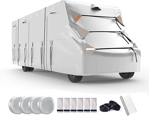 Miniatura 16 de FRUNO - Funda de remolque de viaje de tela Oxford para RV, funda para cámper impermeable de 35'-38', resistente a los rasguños, anti-UV para nieve
