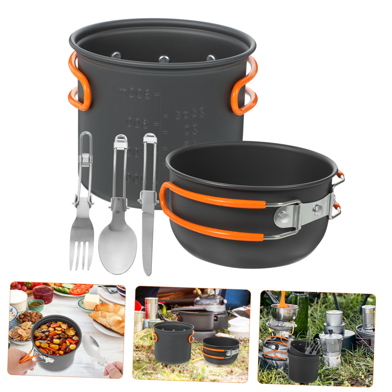 ibasenice 1 Ensemble Casseroles de Camping Kit Ustensiles de Cuisine Portable pour Pique Randonnée et Barbecue Parfait pour Activités Plein Air