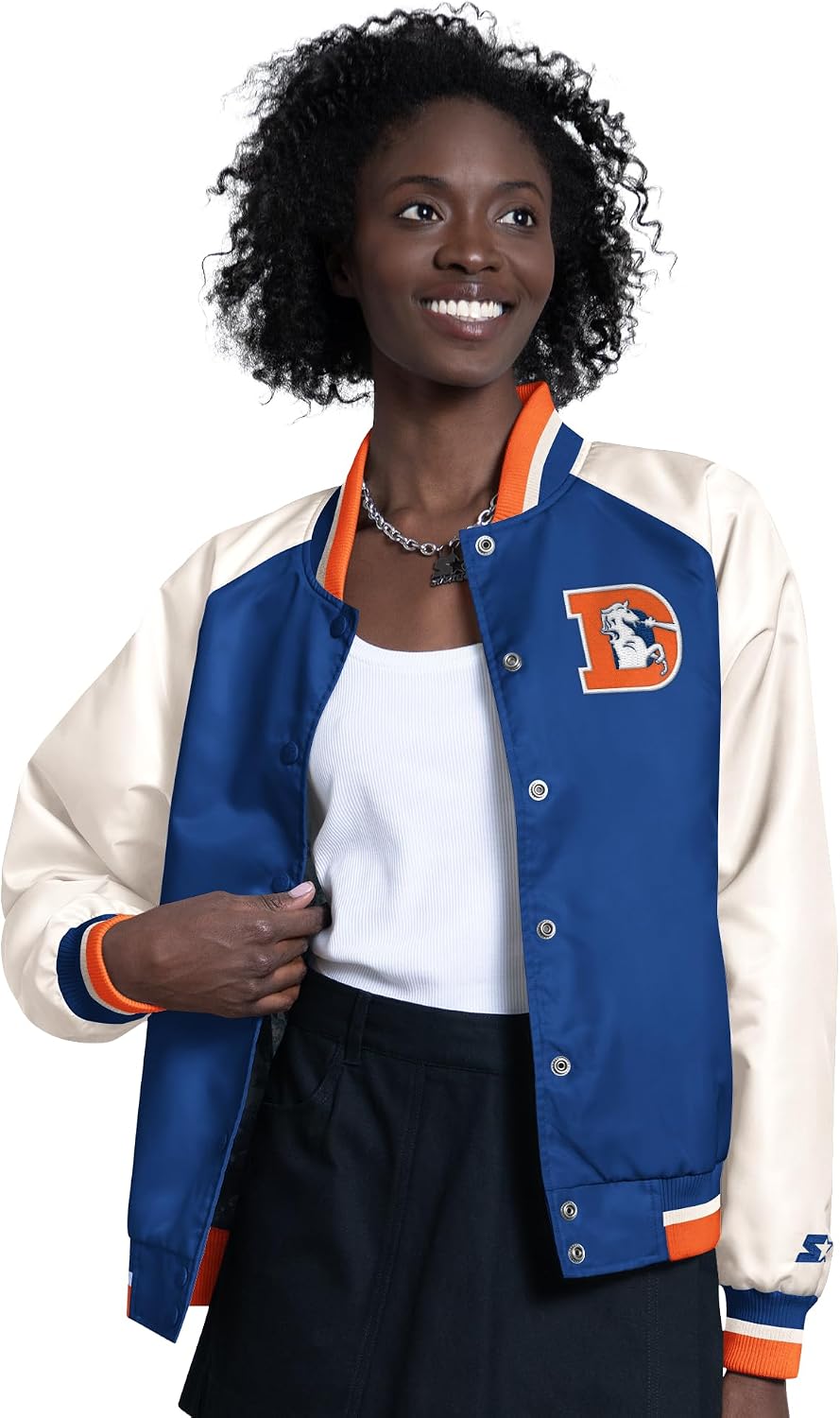 STARTER Women's NFL Raglan Blitz Full-Snap Varsity Jacket